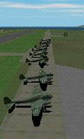 The bombers linining/lined up at home base.